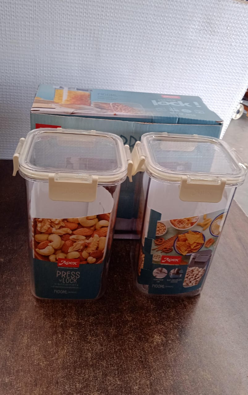 Apex Press N’ Lock Airtight Kitchen Storage Container Set (2Pc/1400ml) Approx Apex Press N’ Lock Airtight Kitchen Storage Container Set (2Pc/1400ml) Approx